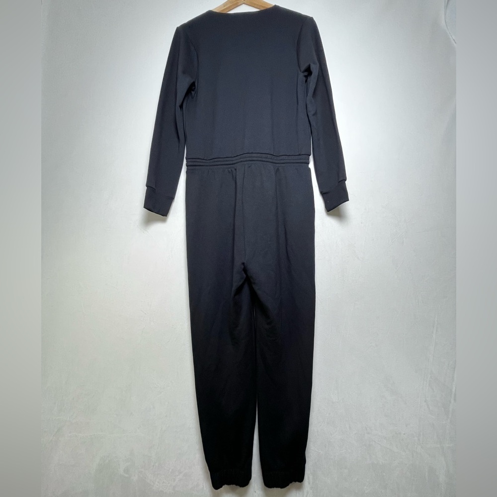 Beyond Yoga Women Cozy Fleece Jumpsuit Blk Athleisure Soft V Neck Tie Waist Sz S - Picture 3 of 6
